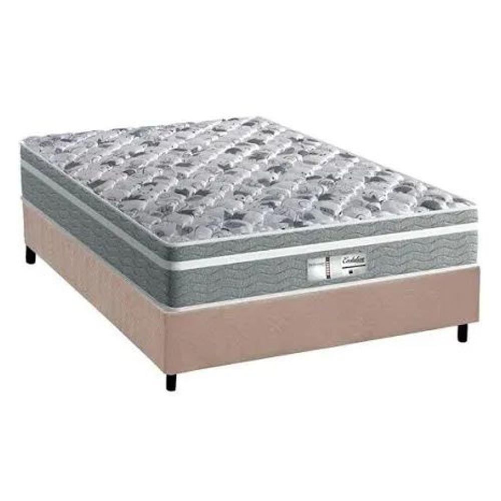 Cama Box Casal Base Suede Bege 38x138x188 Mais Colchão Probel Evolution