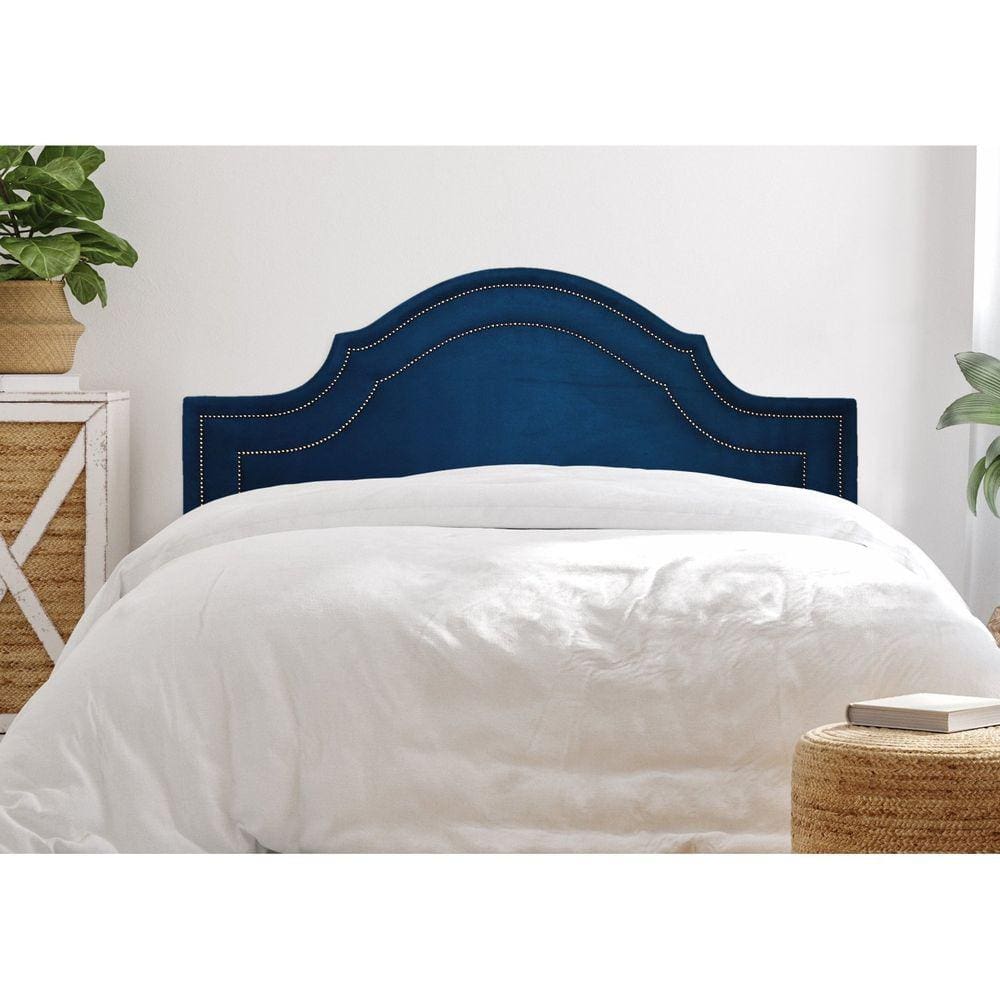 Cabeceira Queen Estofada para Cama Box com Tachas 160x60cm Provençal Luxo Dupla Azul/Fumê