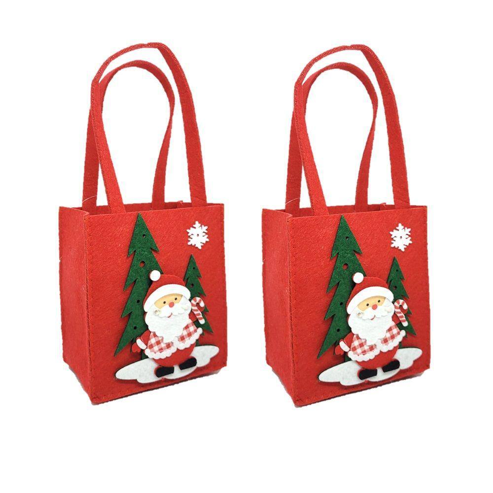 Kit 2 Sacolas Decorativas Feltro Natal Papai Noel 30cm - Master Christmas