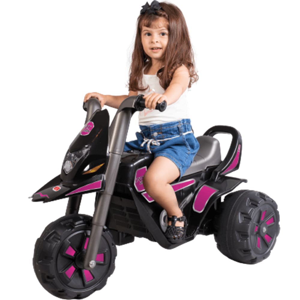 Motoca Moto Infantil Elétrica Menina Rosa 6v Até 25kg Grande