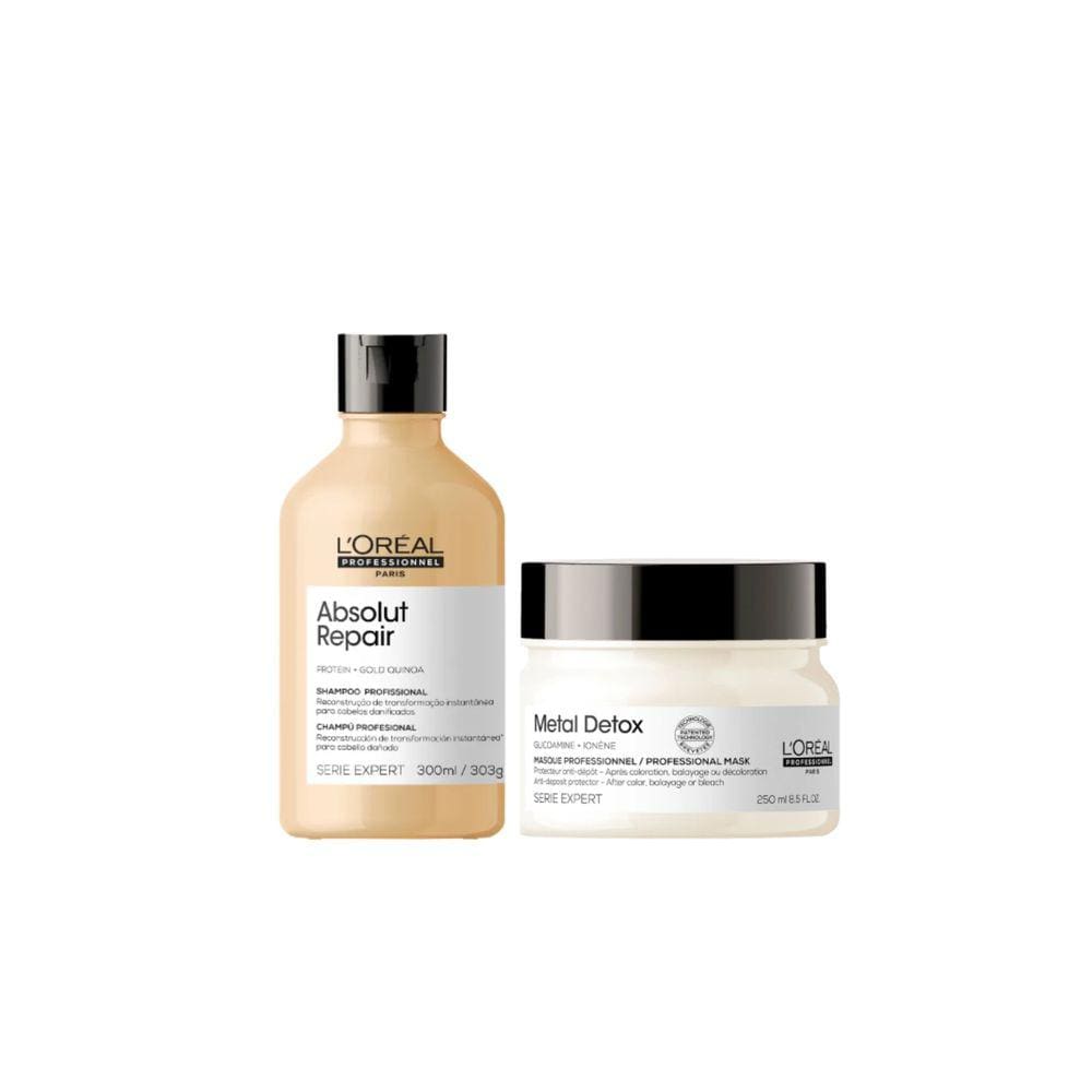 Kit  L´Oréal Absolut Repair Shampoo 300ml + Metal Detox Máscara 250g