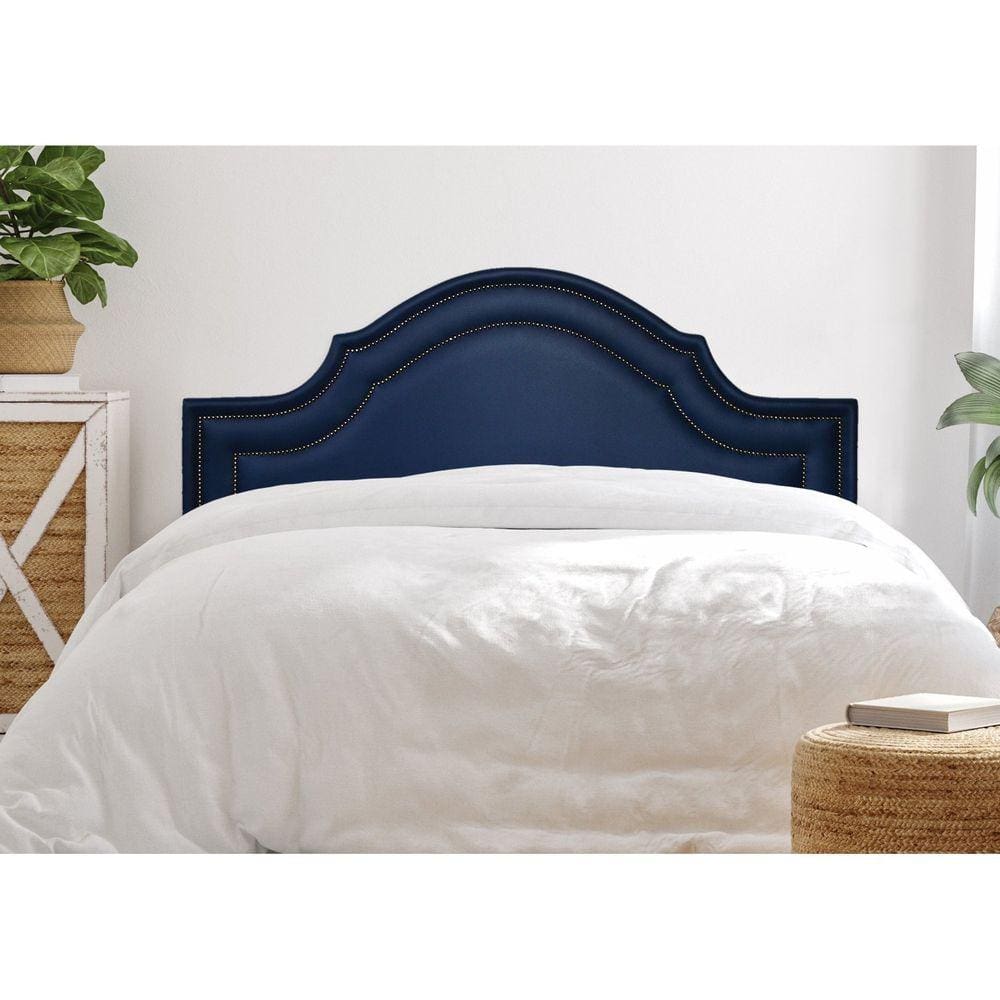 Cabeceira Queen Estofada para Cama Box com Tachas 160x60cm Provençal Luxo Dupla Azul/Fumê