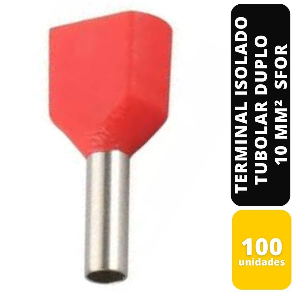 Kit C/100 TERMINAL ISOLADO TUBOLAR DUPLO VM 10MM² SFOR