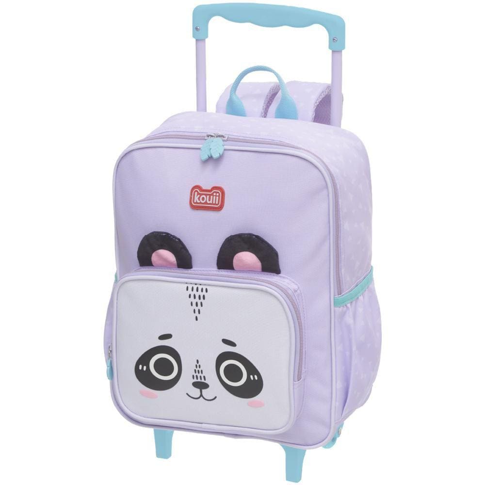 Kit Mochila Carrinho Lancheira Kouii Pacific Filhotiis Panda