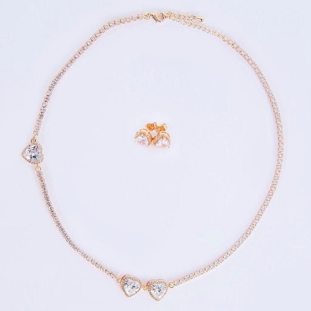Conjunto Colar e Brincos Coração