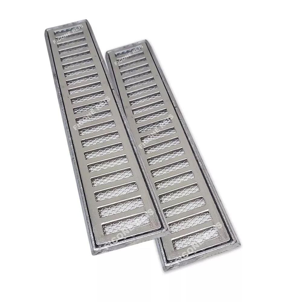Kit 1 metro Grelha Pluvial 10X50 Alumínio Com Aro E Tela Anti Escorpião ( 2 peças 10x50)