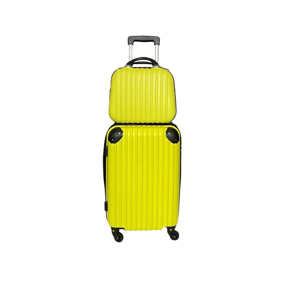 Mala De Bordo 10Kg + Frasqueira Viagem Rodinhas 360 Abs