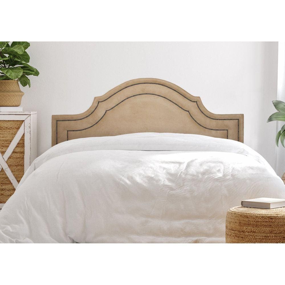 Cabeceira Queen Estofada para Cama Box com Tachas 160x60cm Provençal Luxo Dupla Bege/Fumê
