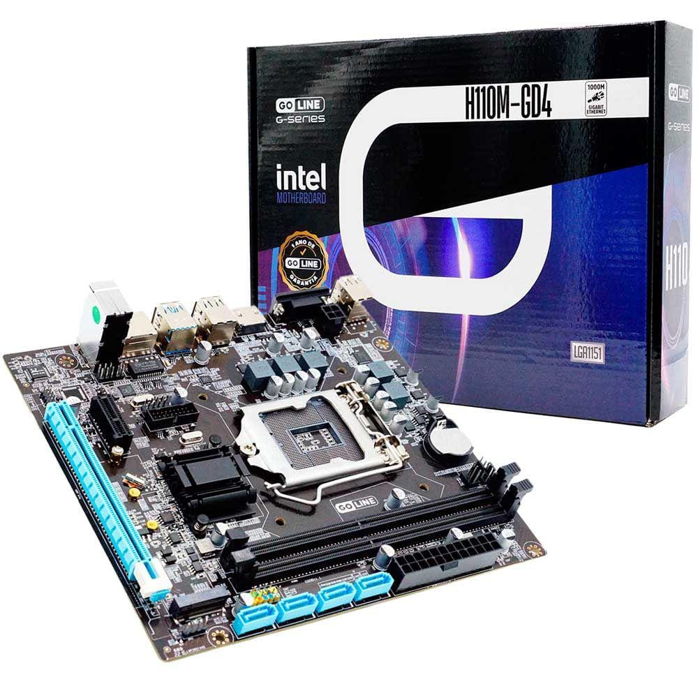 Placa Mãe Goline H110M-GD4 / LGA1151 / DDR4 (LAN Gigabit 1000MB & M.2 NVME) (Para 6ª/7ª/8ª/9ª Geração Intel)
