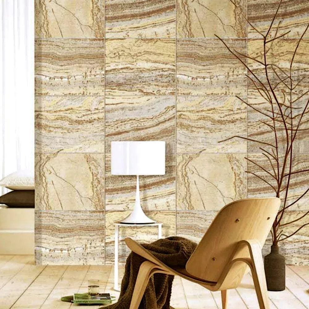 Papel Parede Pedra Bege e Creme 10m²