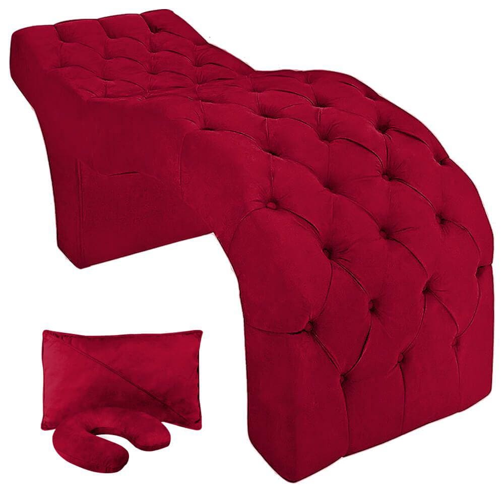 Maca Cama Estética Estofada para Design Cílios Sobrancelhas Veludo Vermelho SOFA STORE