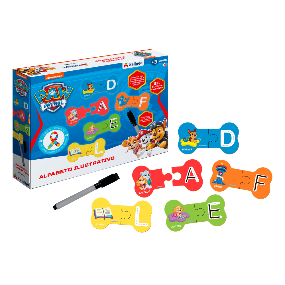 Jogo Infantil Alfabeto Ilustrativo Patrulha Canina Xalingo