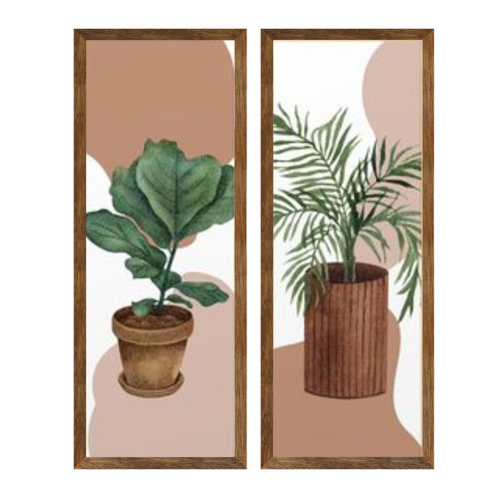 Dupla de Quadros Decorativos Boho Formas para Cozinha- moldura betume