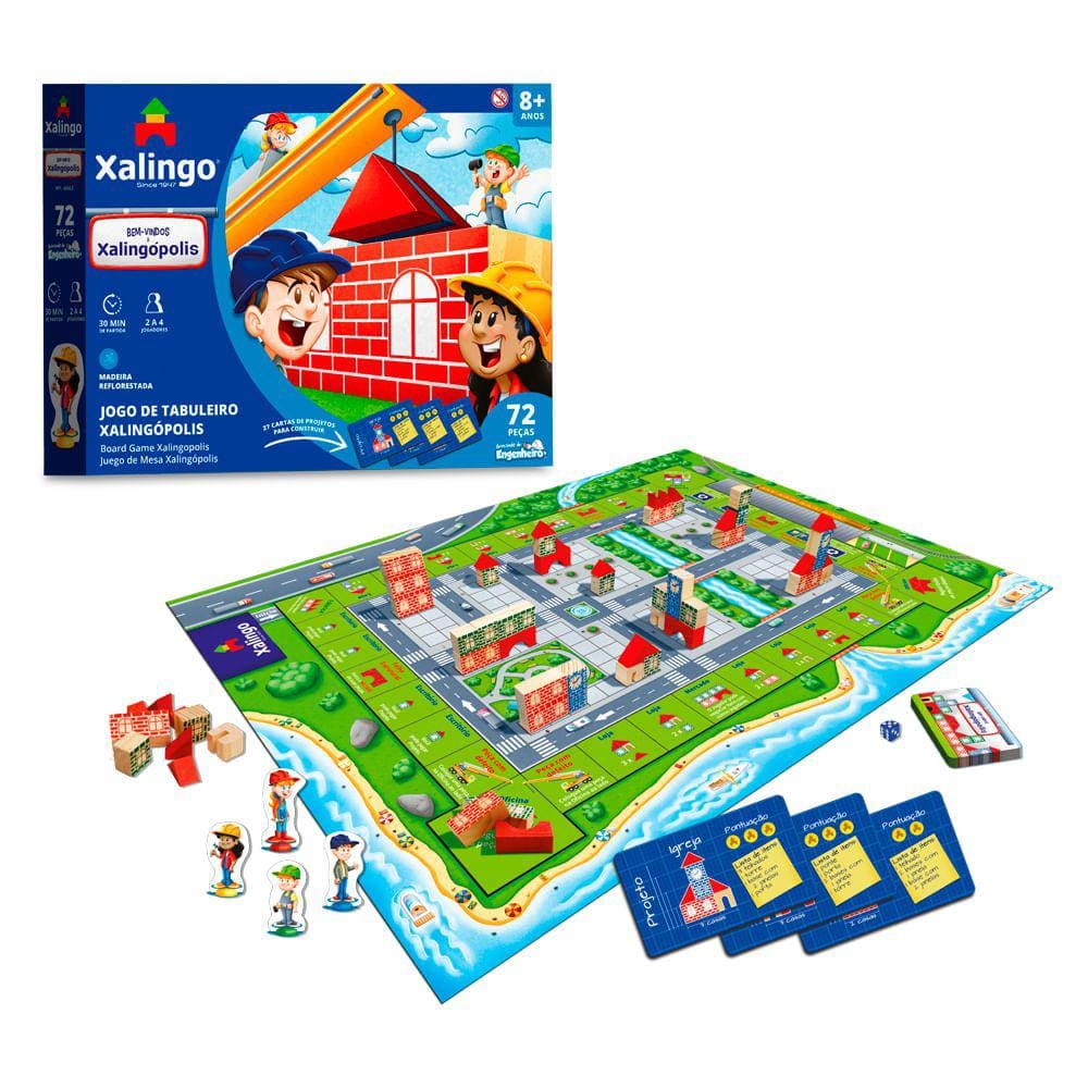 Jogo de Tabuleiro Xalingópolis 72 peças Xalingo