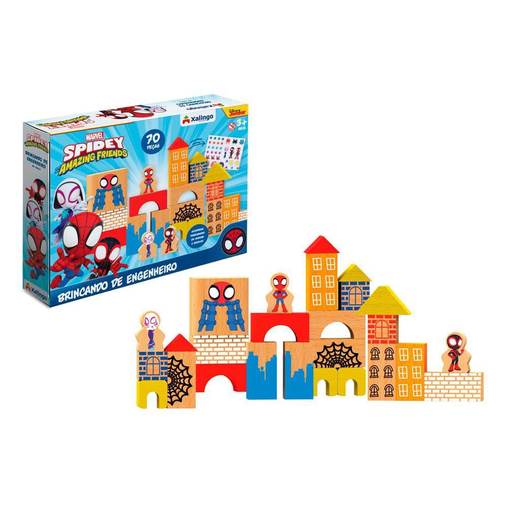 Brincando de Engenheiro Spidey 70 peças Xalingo