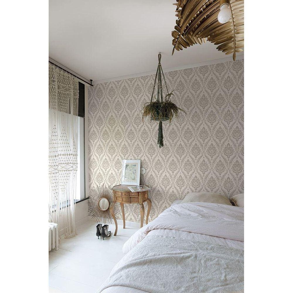 Papel de Parede Maison Damask Bege - Alta Qualidade