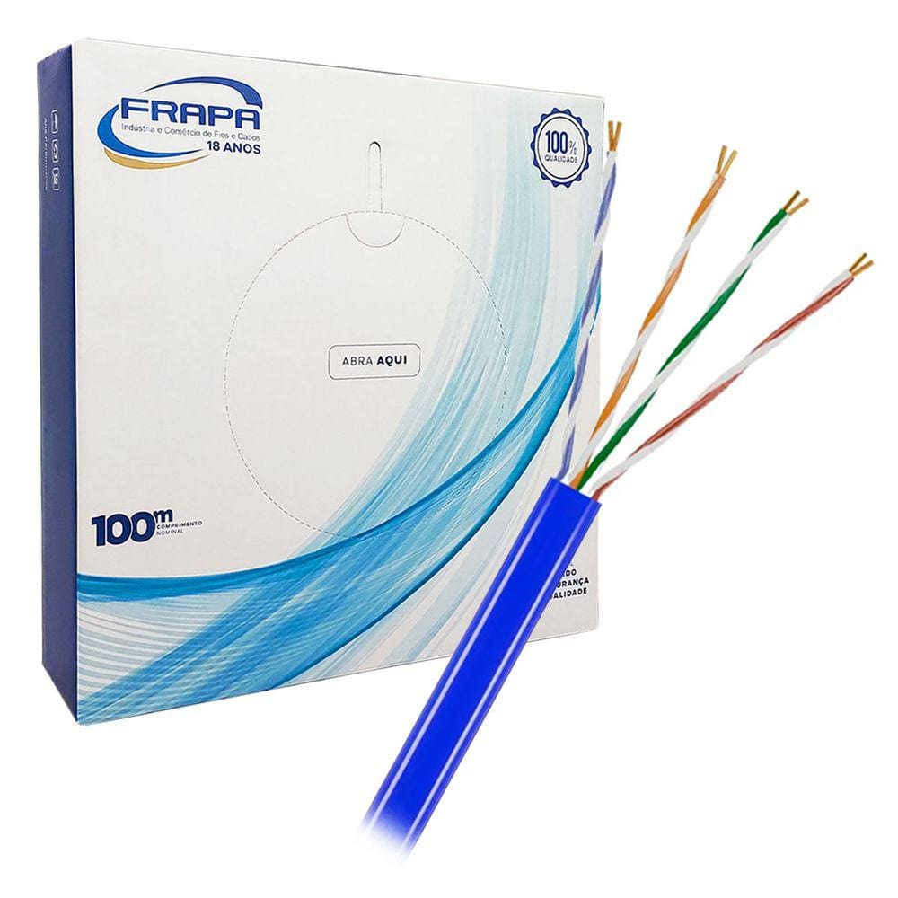 Cabo CFTV Frapa, 4 Pares Torcidos, 0,45mm CCA, 100 Metros Azul - F4TAC45AZ1