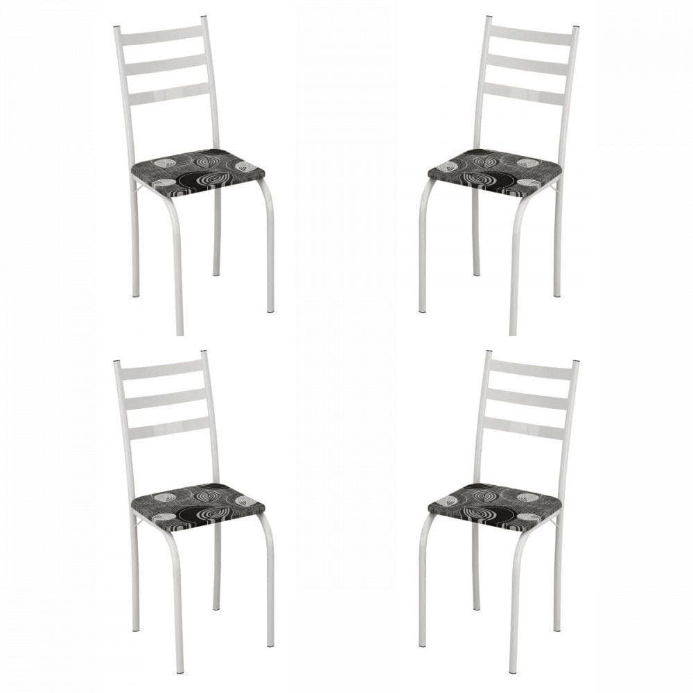 Conjunto com 4 Cadeiras Maraba Liso Branco Assento Paraopeba Teixeira