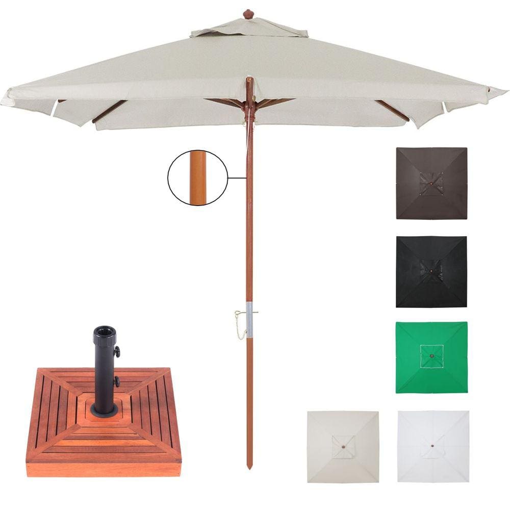 Ombrelone Madeira Quadrado 2x2m Sardenha Sombreiro Bagum Com Base Madeira - Belfix