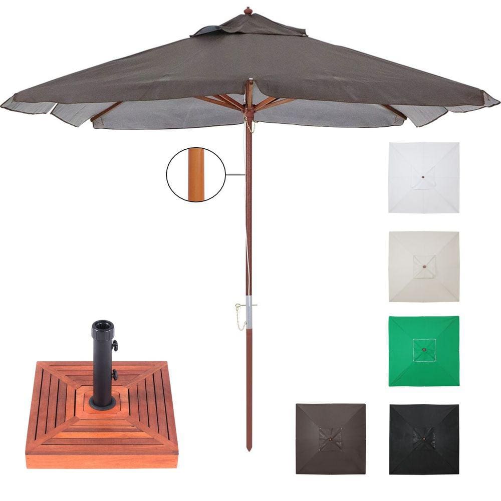 Ombrelone Madeira Quadrado 2x2m Sardenha Sombreiro Bagum Com Base Madeira - Belfix