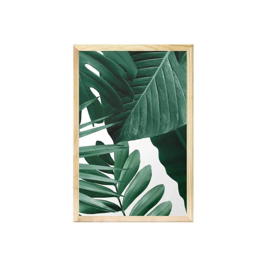 Quadro para Decoração de Cozinha 40x60cm Moldura Folhas Verdes Jardim Moderno - Hugart