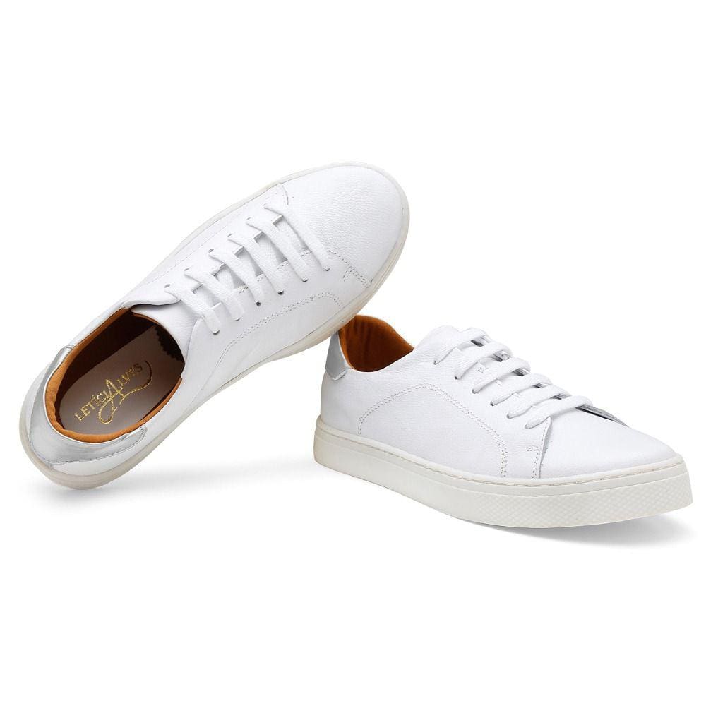 Tenis Casual Feminino Couro Liso Forrado Cano Curto Com Cadarço Esportivo Caminhada