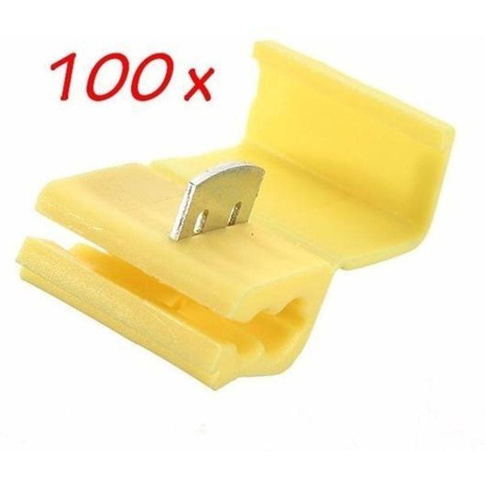 100Un Conector Derivação Emenda Cabos Fios Amarelo 4 A 6Mm