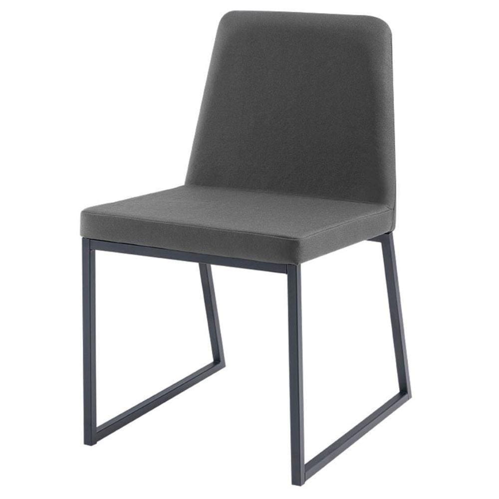 Cadeira Yanka Daf Móveis Multilaminada Revestida Espuma D28 Velo Suede Chumbo Base Aço Carbono Preto