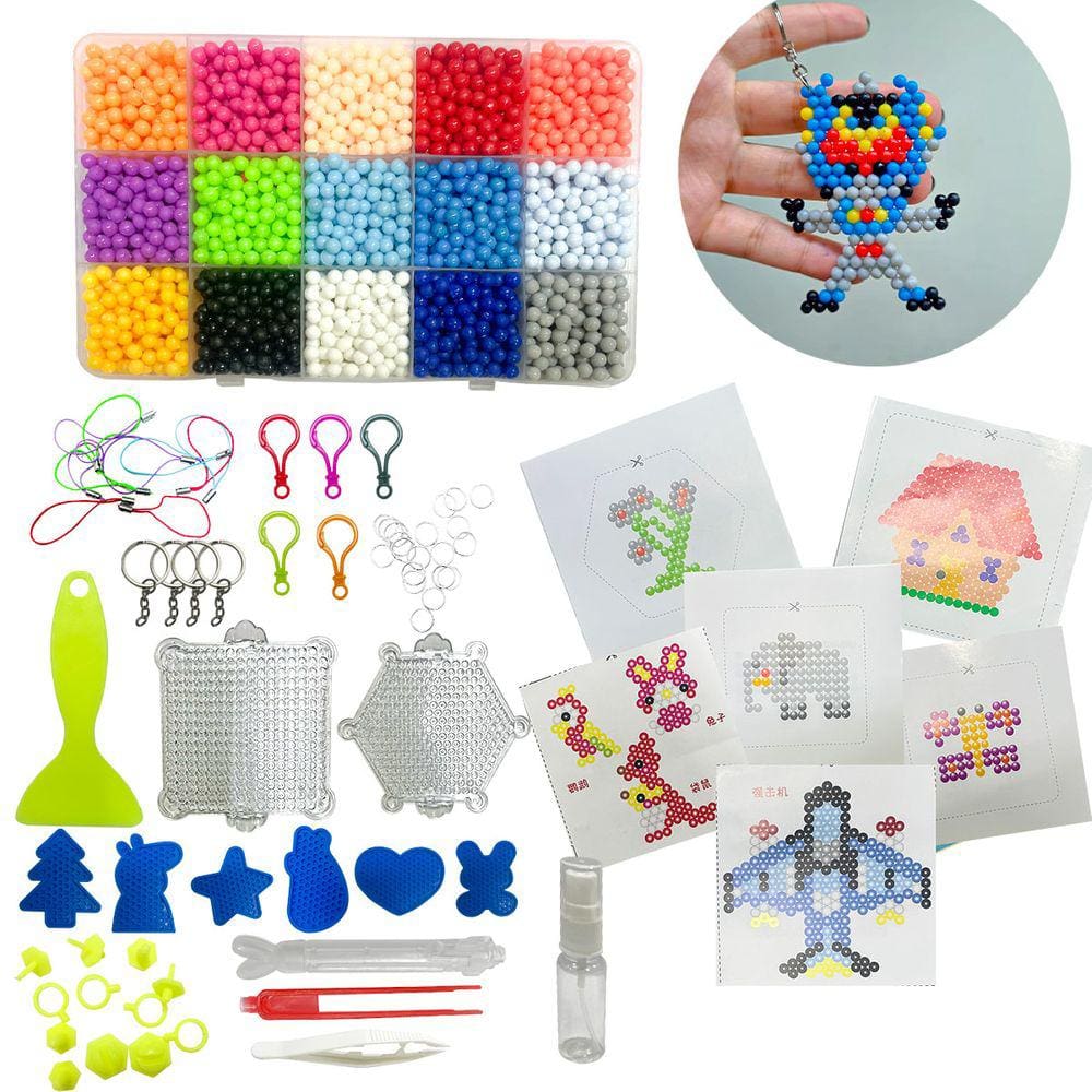 Bolinhas Magicas Que Grudam com Spray de Agua 3000 Contas Aquabeads Magic Water Sticky Beads Completo Desperte a sua Criatividade