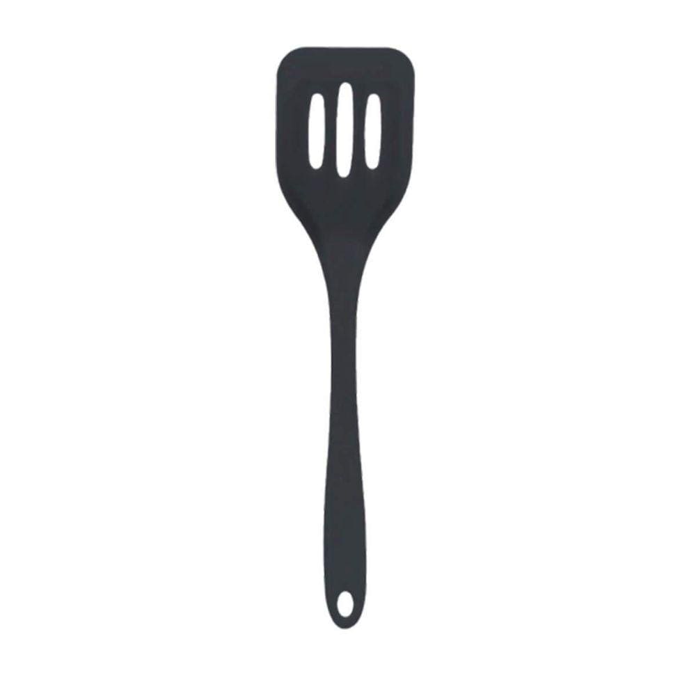 Espátula De Silicone Vazada Para Chapa Grande 28Cm - Preta