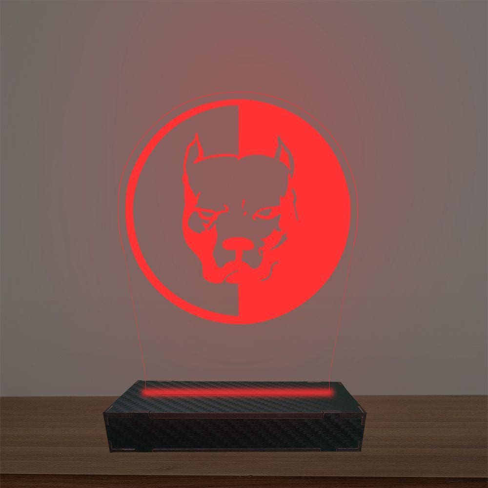 Luminária Led 3d Pitbull Abajur Luxo