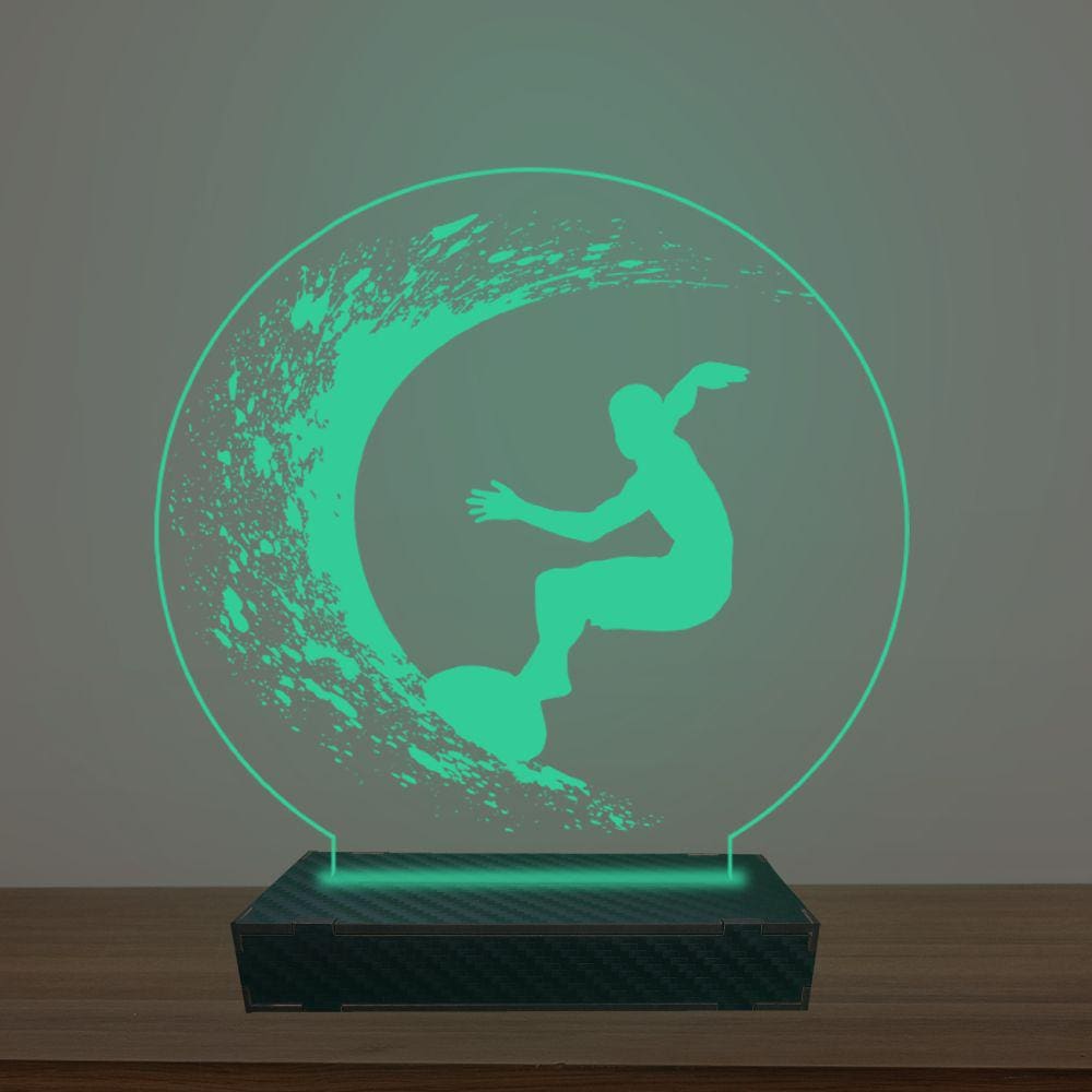 Luminária Led 3d Surfista Abajur Luxo