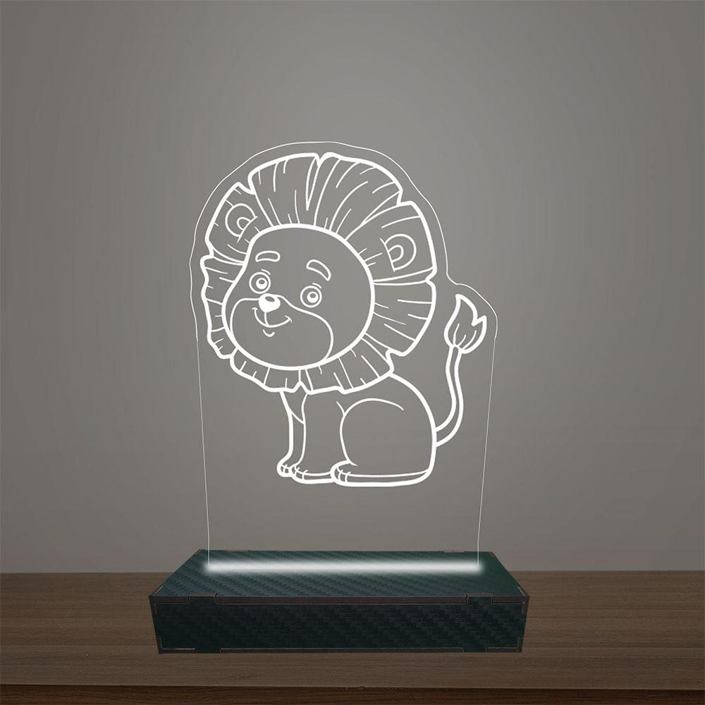 Luminária Led 3d Leão Abajur Luxo