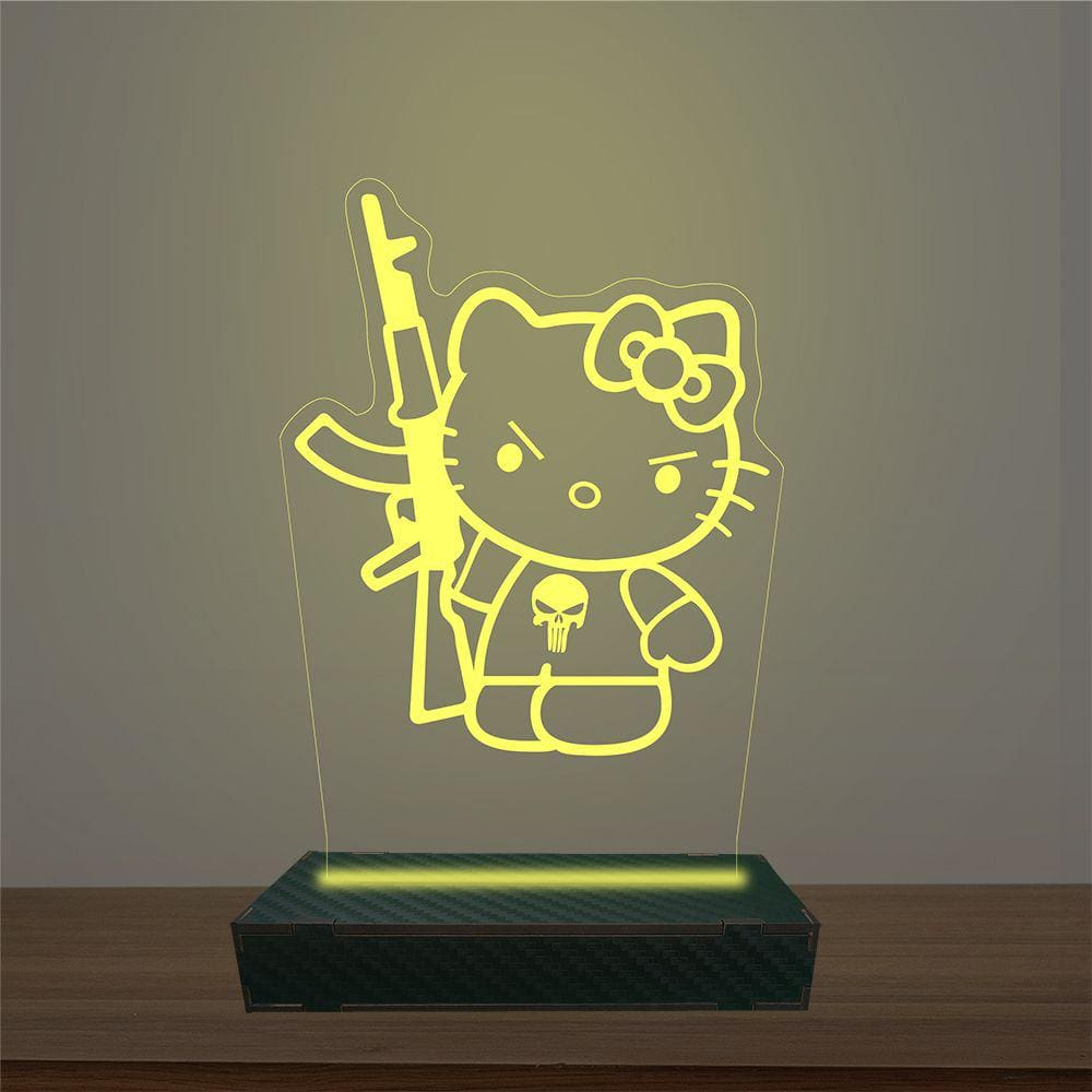 Luminária Led 3d Hello Kitty Abajur Luxo