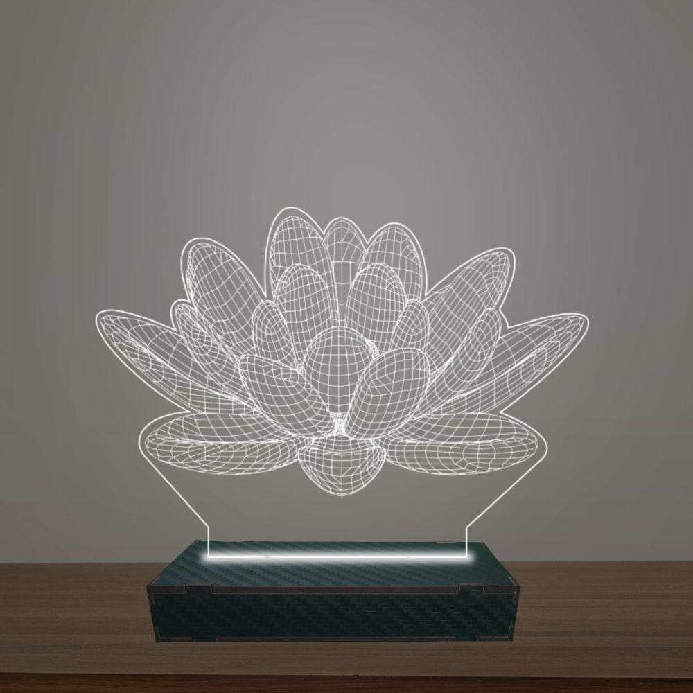 Luminária Led 3d Flor de Lotus Abajur Luxo