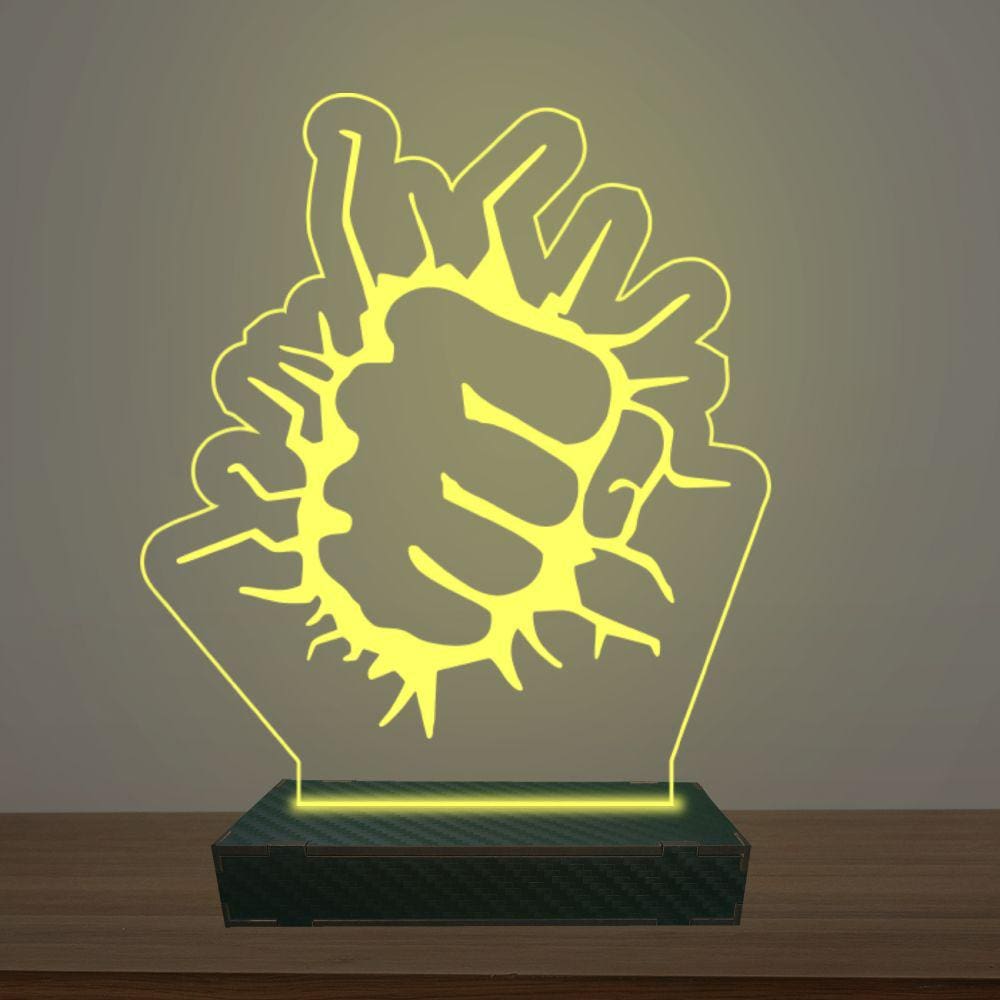 Luminária Led 3d Soco do Hulk Abajur Luxo