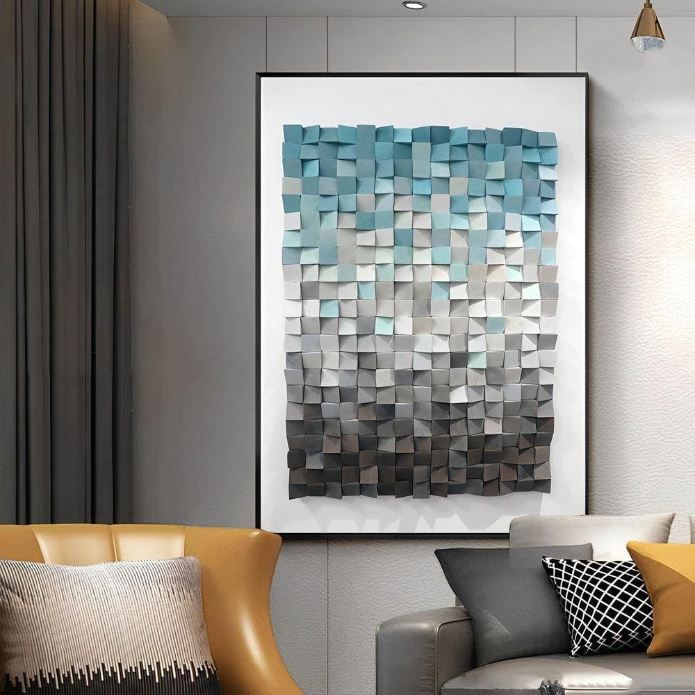 Quadro Azul 3d Effect Br Artes Grande 118x78