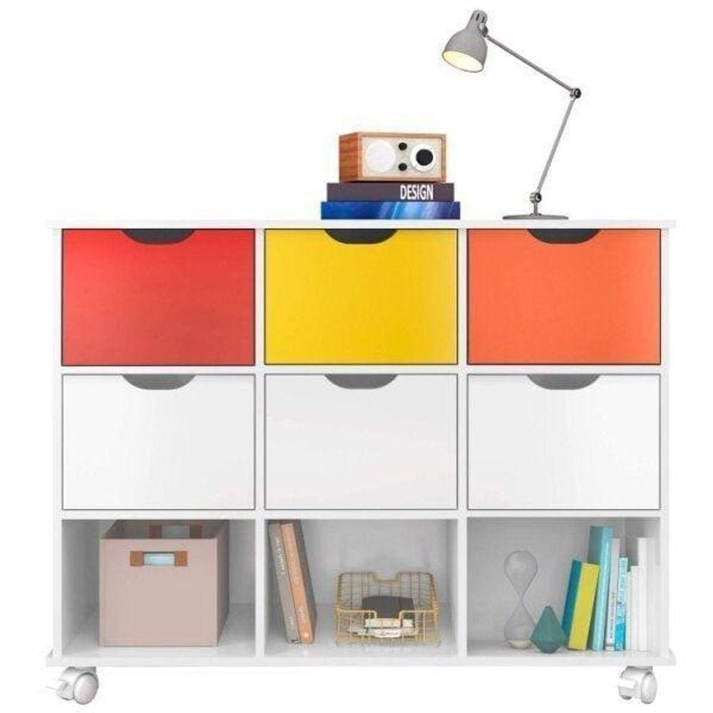 Nicho Organizador com 6 Gavetas Qmovi Branco/Colorido