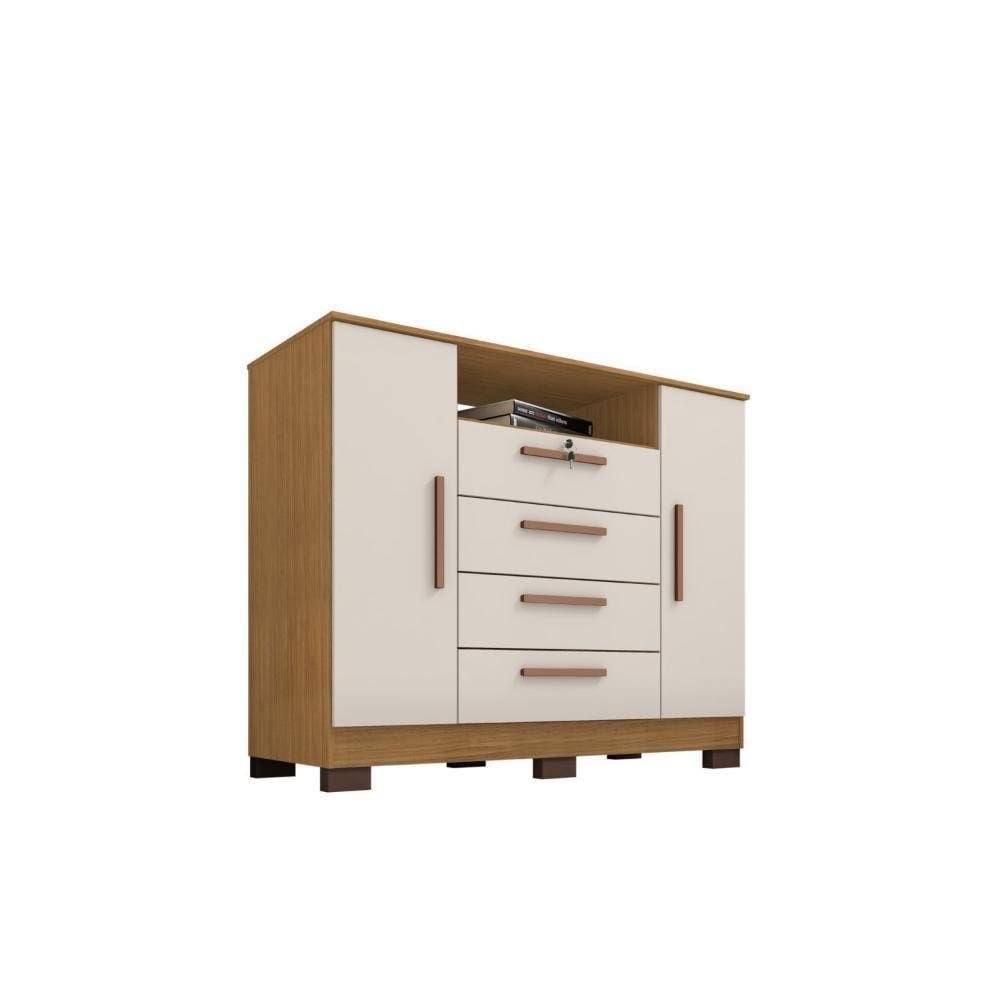 Cômoda Infantil 2 Portas 4 Gavetas Itabuna II Incorplac Cedro Imperial/Champagne