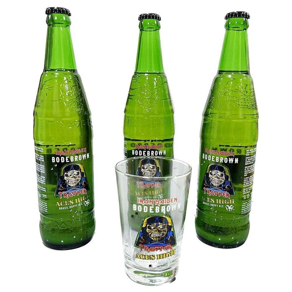 Kit 3 Cervejas Aces High 600Ml + Copo 350Ml Caldereta Eddie