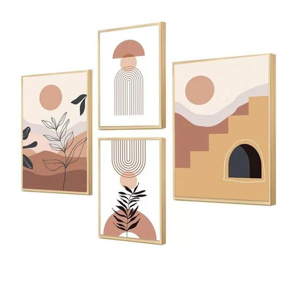 Kit 4 Quadros Gratidão Paisagens Paspatur Minimalista
