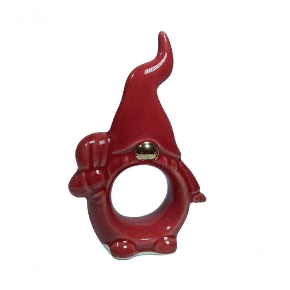 Porta Guardanapo Vermelho Cerâmica Papai Noel 11cm