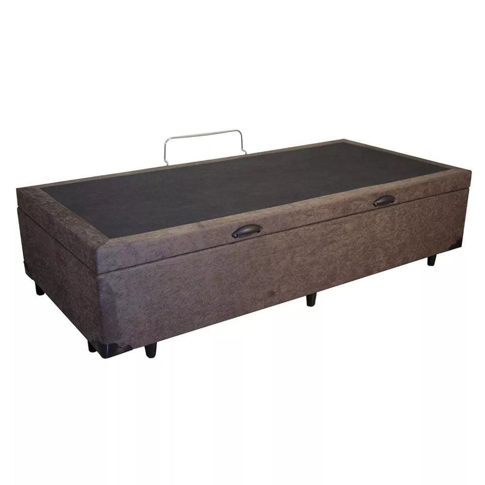Base Box Baú Solteiro Suede Marrom - 39x78x188