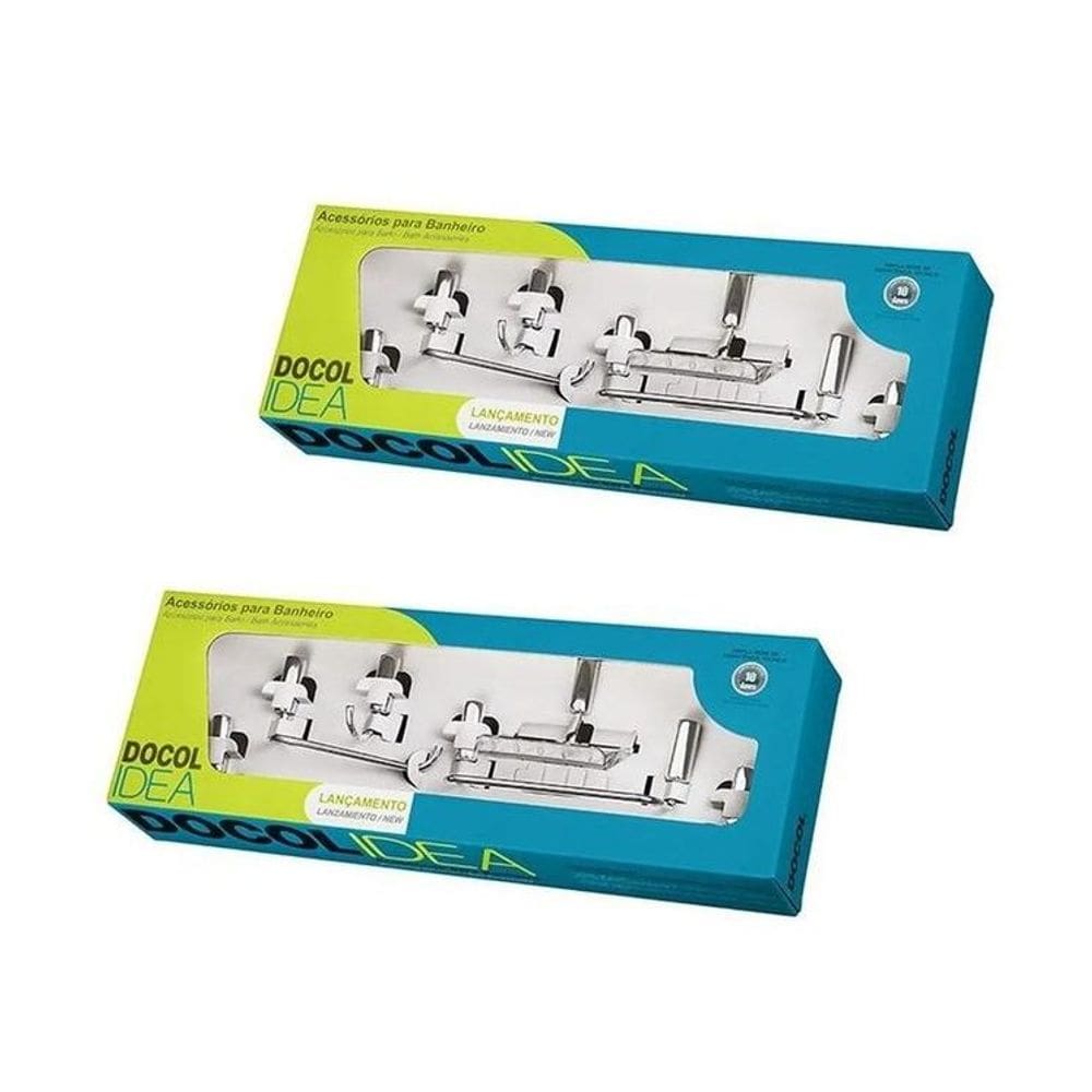 2 Kit Acessórios Docol Idea Para Banheiro Cromado 10 Peças 00586306