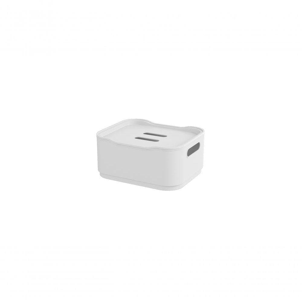 Cesta Pequena Com Tampa Branco Fit Coza 18,5 X 15 X 8,3 Cm Branco Coza