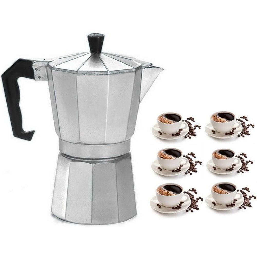 Cafeteira Bule Italiana Alumínio 6 Xícaras Com Válvula Segurança