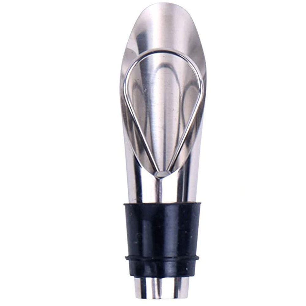 Kit Tampa E Aerador De Vinho Em Inox Prata