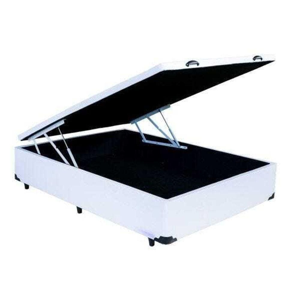 Base Box Baú Casal Sintético Branco 39x138x188cm