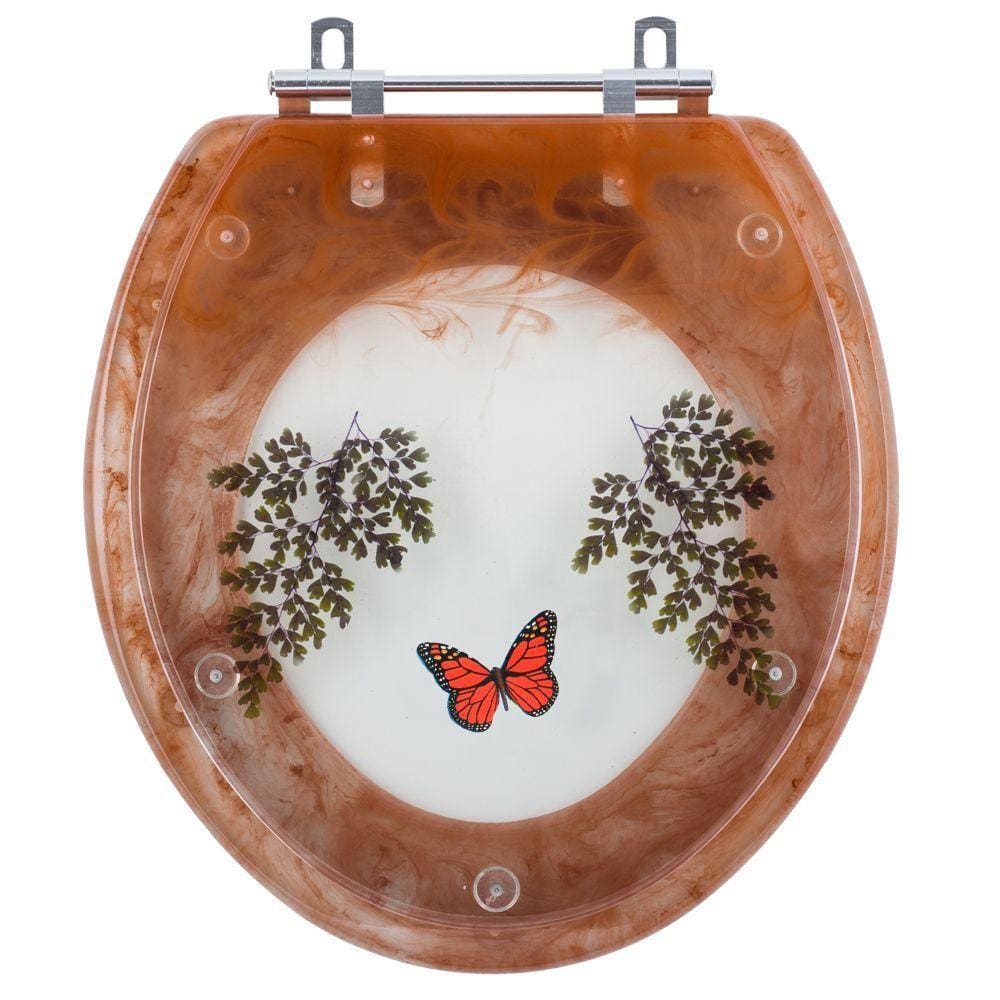 Tampa de Vaso Decorada Marrom com Borboleta Vermelha