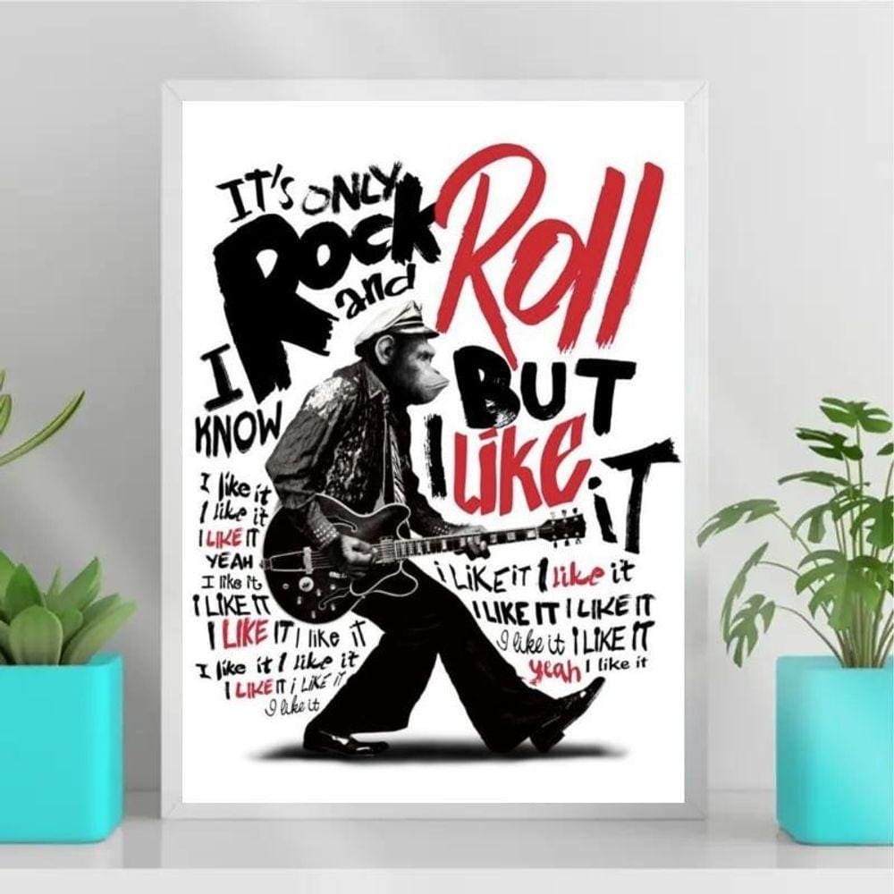 Quadro Macaco It`s Only Rock and Roll 33x24cm - Vidro